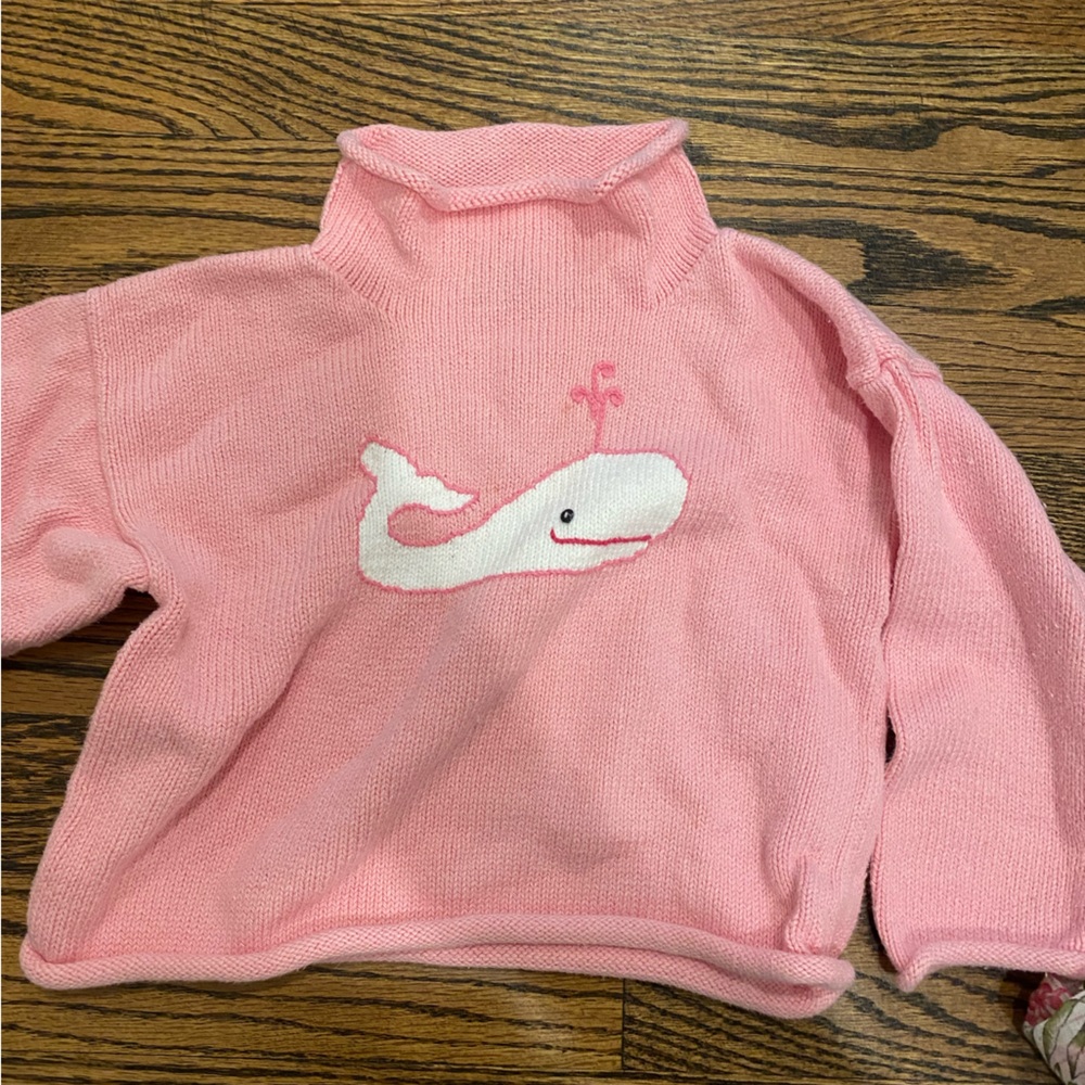 Claver Pink whale roll neck Knit Sweater size 24 m